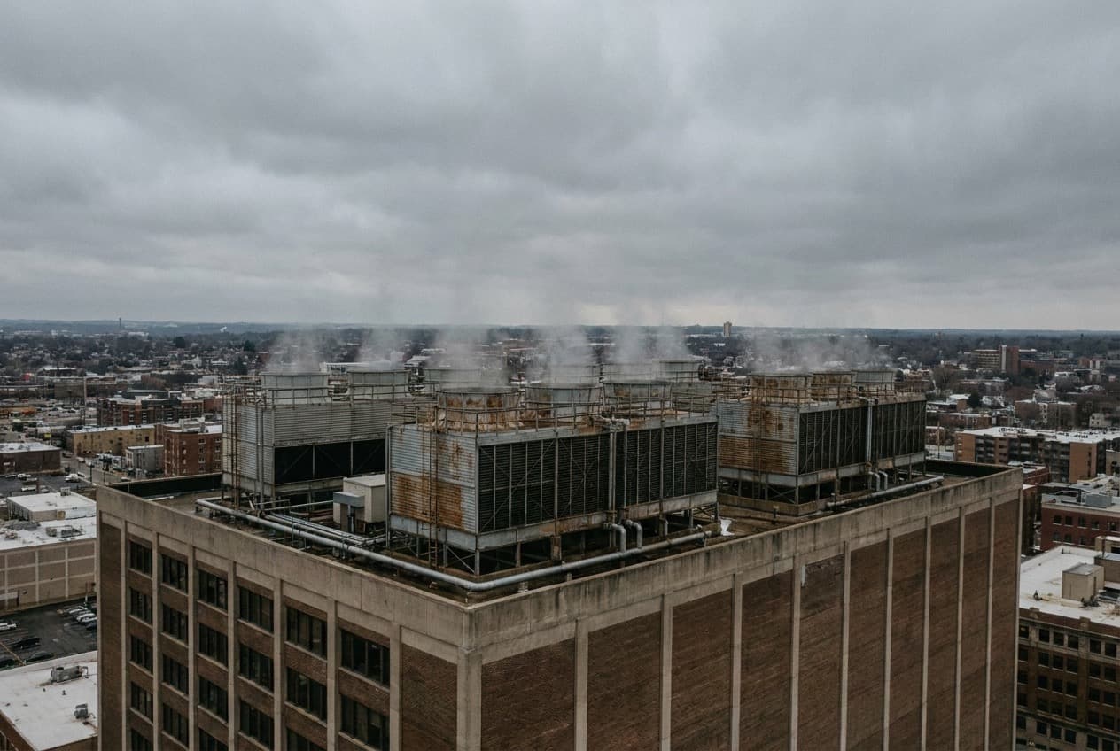 Rooftop cooling towers, a common source of Legionnaires disease